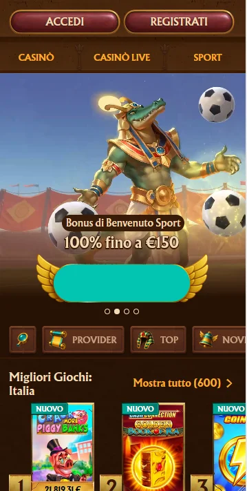 Versione mobile della piattaforma AmunRA in Italia con design responsive navigazione touch schedina ottimizzata e ricerca giochi su smartphone