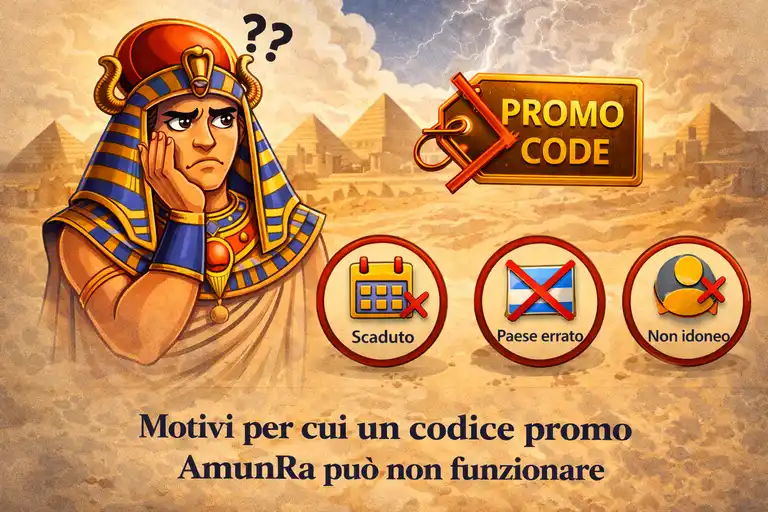 Cause comuni di errore del codice promo AmunRA: codice scaduto deposito insufficiente account non verificato e soluzioni per la risoluzione